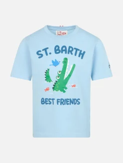 T-shirt da bambino in cotone con stampa coccodrillo St. Barth best friends