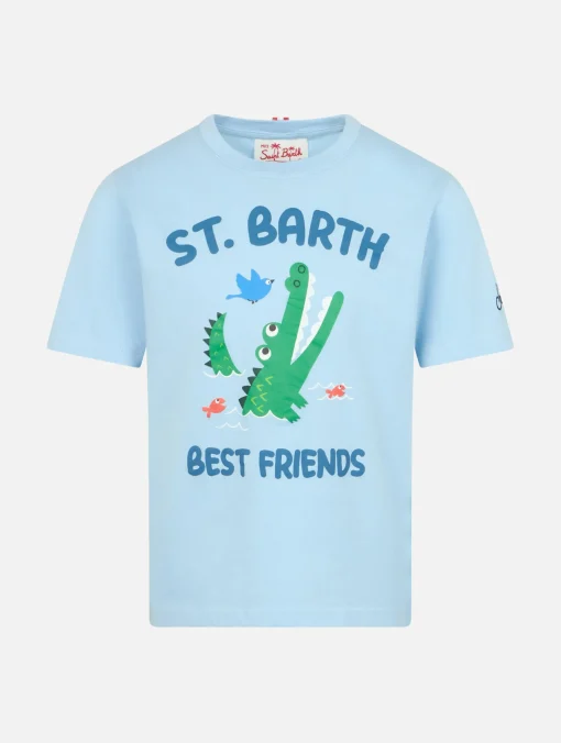 T-shirt da bambino in cotone con stampa coccodrillo St. Barth best friends