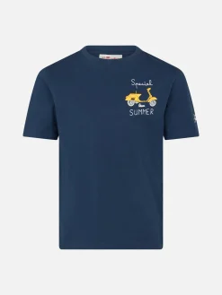T-shirt da bambino in cotone con stampa Vespa e ricamo Special Summer | EDIZIONE SPECIALE VESPA
