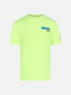 T-shirt da bambino in cotone con stampa cartolina di Miami Beach
