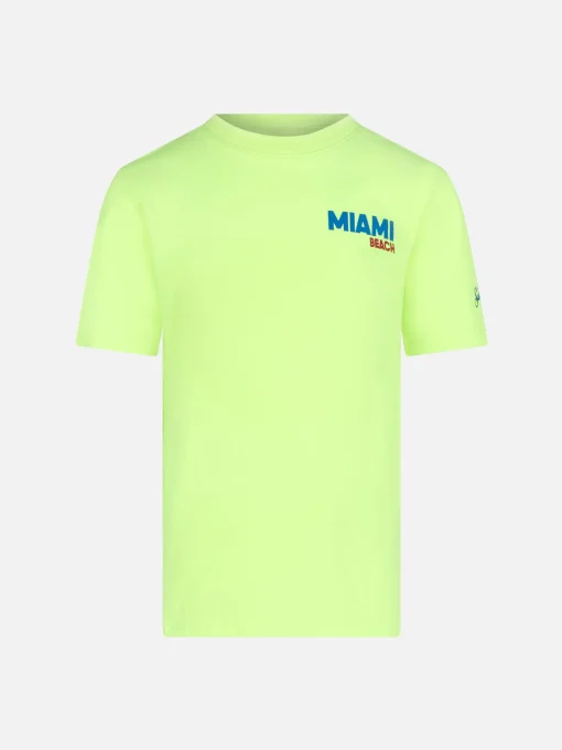T-shirt da bambino in cotone con stampa cartolina di Miami Beach
