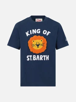 T-shirt da bambino in cotone con patch in spugna King of St. Barth