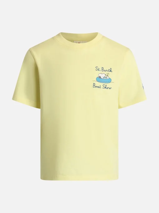 T-shirt da bambino in cotone con stampa Snoopy e ricamo salone nautico St. Barth | EDIZIONE SPECIALE SNOOPY PEANUTS