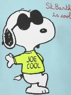 T-shirt da bambino in cotone con stampa Snoopy e ricamo St. Barth is cool | EDIZIONE SPECIALE SNOOPY PEANUTS