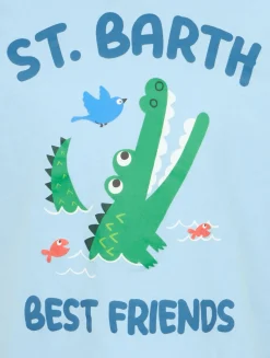 T-shirt da bambino in cotone con stampa coccodrillo St. Barth best friends