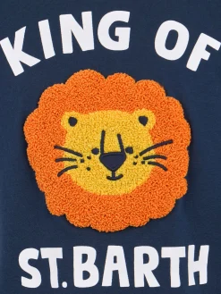 T-shirt da bambino in cotone con patch in spugna King of St. Barth