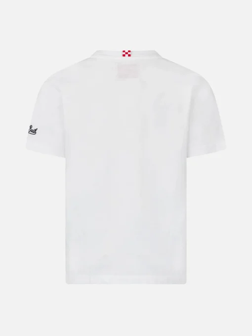 T-shirt da bambino in cotone con stampa auto