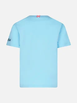 T-shirt da bambino in cotone con stampa Vespa Mykonos | EDIZIONE SPECIALE VESPA®
