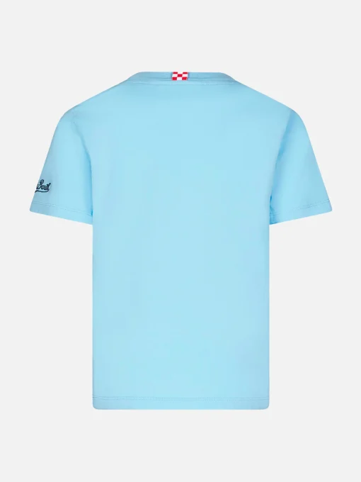 T-shirt da bambino in cotone con stampa Vespa Mykonos | EDIZIONE SPECIALE VESPA®