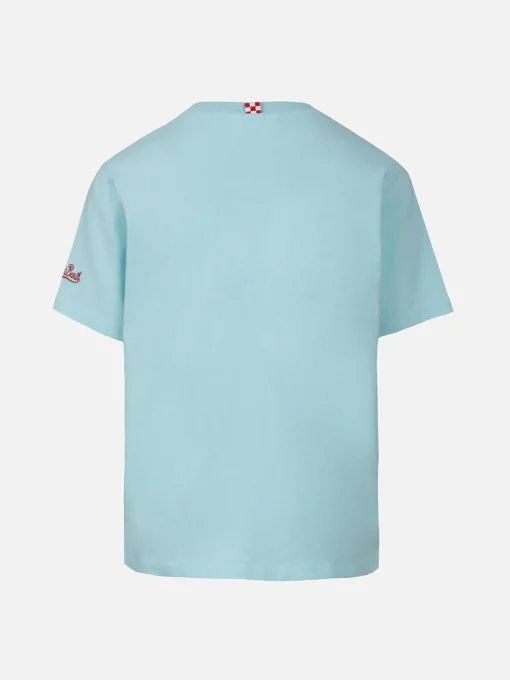 T-shirt da bambino in cotone con stampa Snoopy e ricamo St. Barth is cool | EDIZIONE SPECIALE SNOOPY PEANUTS