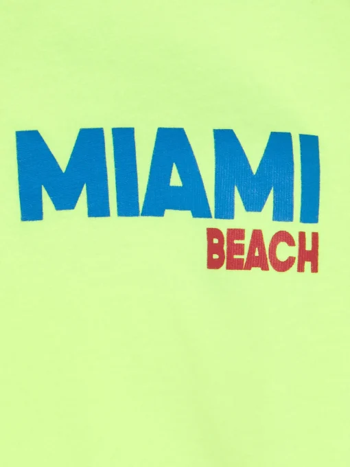 T-shirt da bambino in cotone con stampa cartolina di Miami Beach