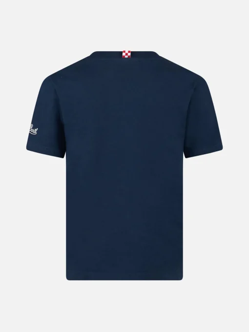 T-shirt da bambino in cotone con stampa dei Puffi e ricamo St. Barth Surfer | I PUFFI EDIZIONE SPECIALE