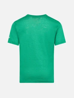 T-shirt da bambino in jersey di lino verde Alex