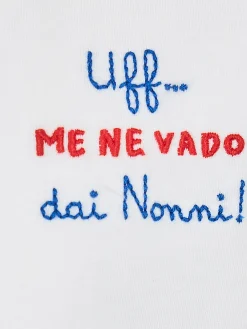 T-shirt da bambino in jersey di cotone Portofino Jr con ricamo Me ne vado dai nonni