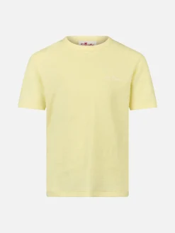 T-shirt da bambino in spugna giallo pallido Gary con ricamo St. Barth