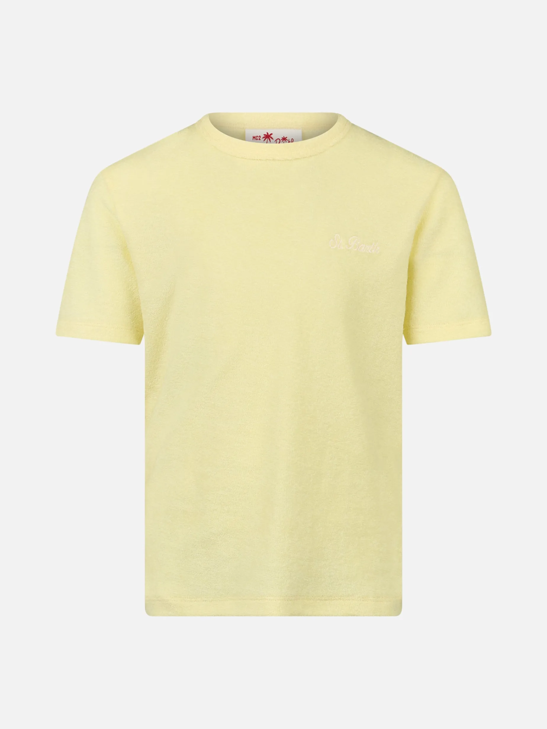 T-shirt da bambino in spugna giallo pallido Gary con ricamo St. Barth