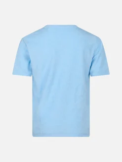 T-shirt da bambino in spugna azzurra Gary con ricamo St. Barth
