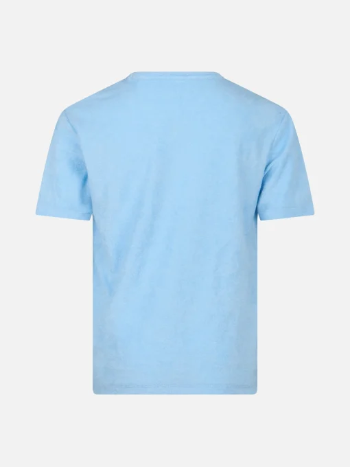 T-shirt da bambino in spugna azzurra Gary con ricamo St. Barth