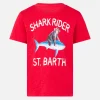 T-shirt da bambino rossa stampa shark rider St Barth