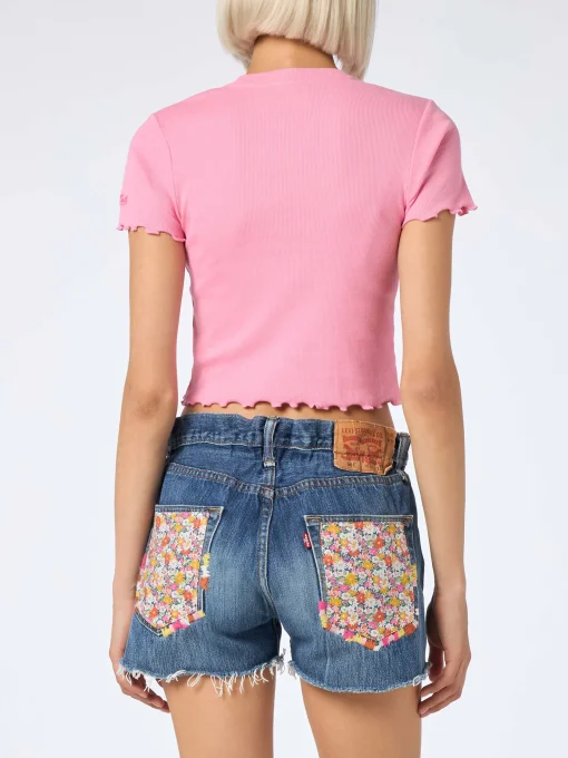 T-shirt da donna a costine con ricamo Après Beach