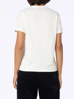 T-shirt da donna Emilie bianca in cotone pesante con ricamo Gatta delle nevi | INSULTI LUMINOSI SPECIAL EDITION