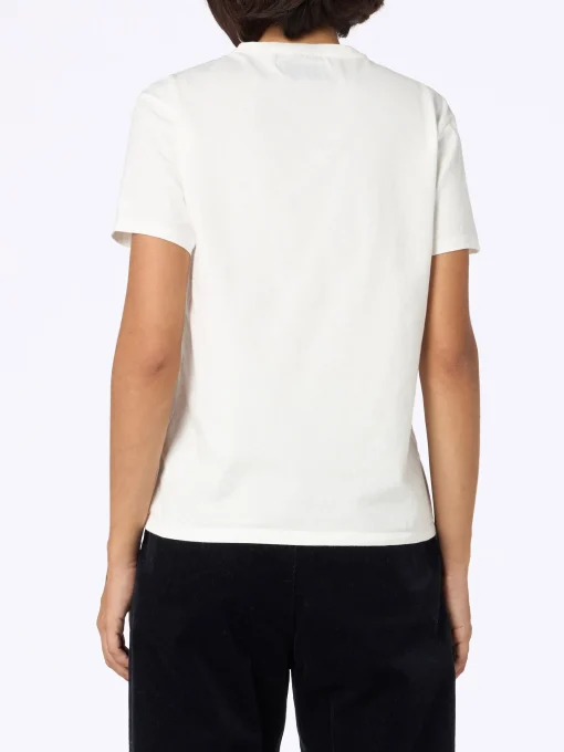 T-shirt da donna Emilie bianca in cotone pesante con ricamo Gatta delle nevi | INSULTI LUMINOSI SPECIAL EDITION