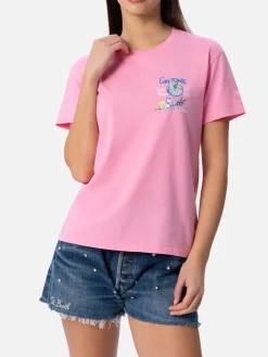 T-shirt da donna girocollo Emilie in jersey di cotone con ricamo Gin Tonic