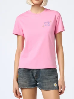 T-shirt da donna girocollo Emilie in jersey di cotone con ricamo Stressed but Well Dressed