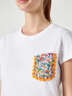 T-shirt da donna in cotone con taschino