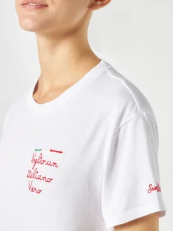 T-shirt da donna in cotone con ricamo