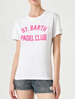 T-shirt da donna in cotone con stampa St. Barth Padel Club