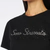 T-shirt da donna in cotone pesante con stampa strass Sono Strassata