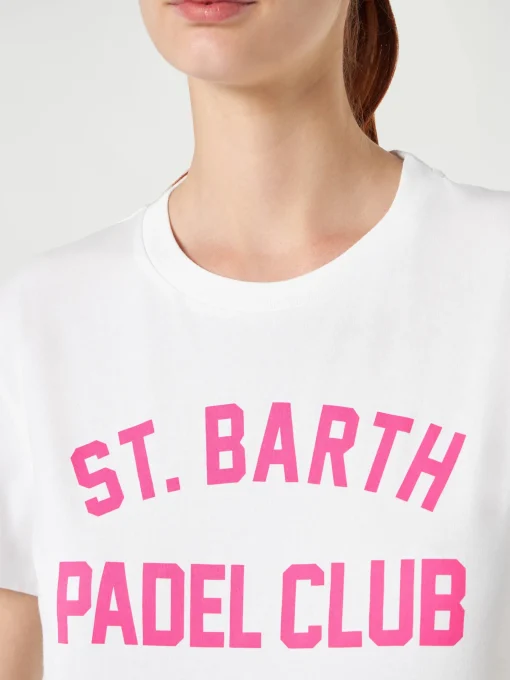 T-shirt da donna in cotone con stampa St. Barth Padel Club