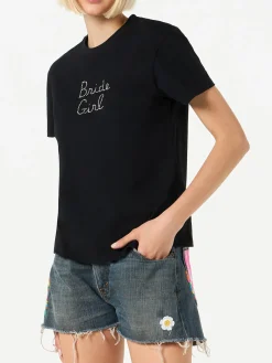 T-shirt da donna in cotone con ricamo strass Bride Girl