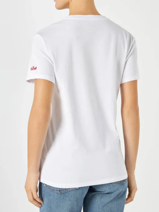 T-shirt da donna in cotone con ricamo