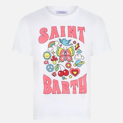 T-shirt da donna in cotone con stampa Saint Barth