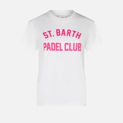 T-shirt da donna in cotone con stampa St. Barth Padel Club