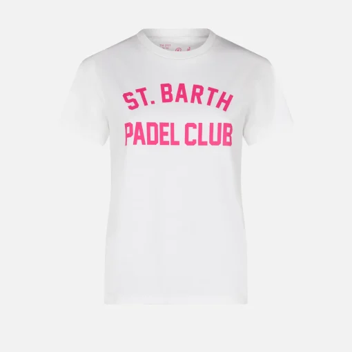 T-shirt da donna in cotone con stampa St. Barth Padel Club
