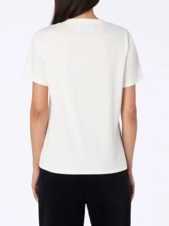 T-shirt da donna in cotone bianca pesante Emilie con ricamo Gindependent woman