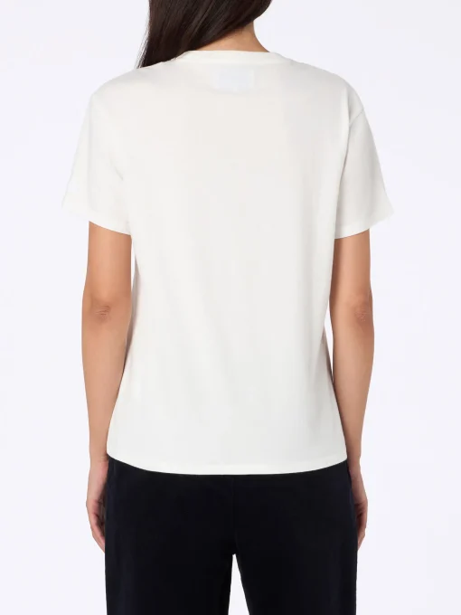 T-shirt da donna in cotone bianca pesante Emilie con ricamo Gindependent woman