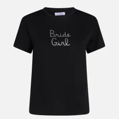 T-shirt da donna in cotone con ricamo strass Bride Girl