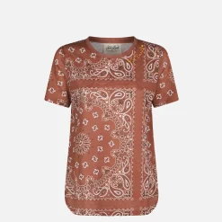 T-shirt da donna in lino con stampa bandana