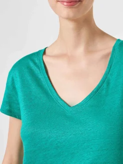 T-shirt da donna in lino verde