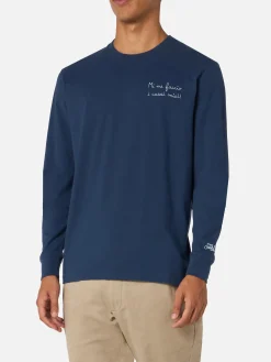 T-shirt da uomo blu Luton con ricamo Mi me faccio i cassi miei! | VACANZE DI NATALE EDIZIONE SPECIALE