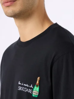 T-shirt da uomo classic fit in jersey di cotone Portofino con ricamo Non ci resta che sbocciare