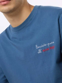 T-shirt da uomo classic fit in jersey di cotone Portofino con ricamo Bocciato puro all'alcol test
