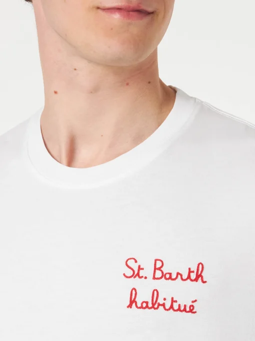T-shirt da uomo con ricamo St. Barth habituè
