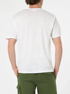 T-shirt da uomo Ecstasea in jersey di lino con stampa Capri piazzata e taschino ricamato