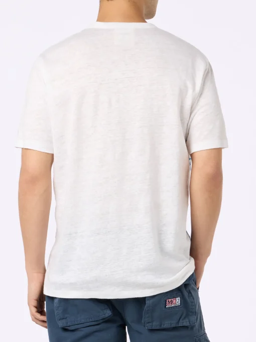 T-shirt da uomo Ecstasea in jersey di lino con stampa piazzata Portofino e taschino ricamato