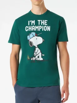 T-shirt da uomo in cotone trattamento vintage con stampa Snoopy | SNOOPY - EDIZIONE SPECIALE PEANUTS™